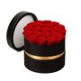 24 rosas premium rojas en cilindro negro de lujo, arreglo floral moderno para entrega a domicilio en principales ciudades de Colombia