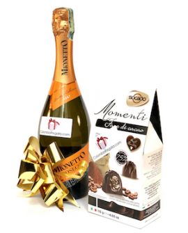 1 Botella de Prosecco Mionetto 750 (Vino espumoso italiano) con estuche de chocolates