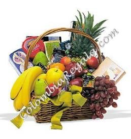 Espectacular y saludable Canasta con 10 libras frutas, quesos, galletas y productos gourmet a Colombia   Envía Canastas gourmet a Colombia. Entrega a domicilio sin costo adicional