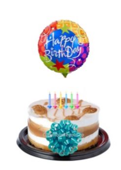 Combo de Torta Tres Leches de arquipe, 8 porciones con Caja de velitas de cumpleaños y Globo metalizado a domicilio en Bogotá